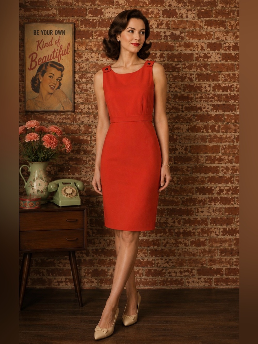 Donna Ricco Orange Sleeveless Sheath Dress
